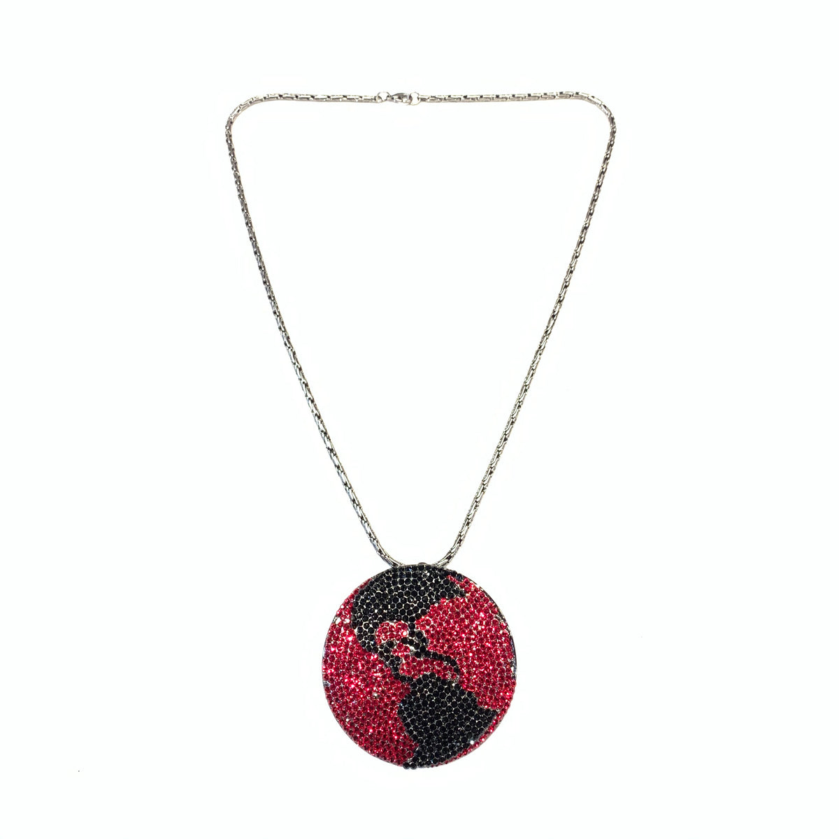 b.b. Simon Black & Red Globe Fully Loaded Crystal Necklace - Dudes Boutique