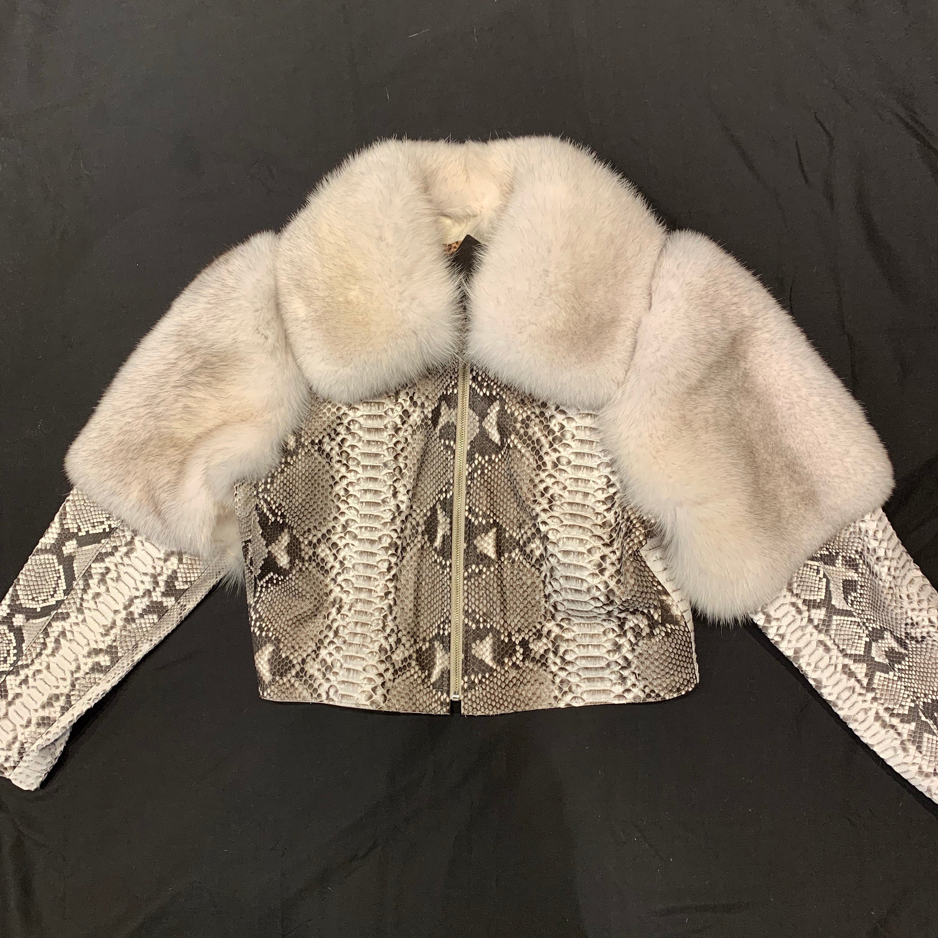 Kashani Ladies Arctic Fox White Python Jacket - Dudes Boutique