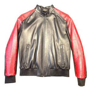 Kashani Black Red Python MA-1 Bomber Jacket - Dudes Boutique