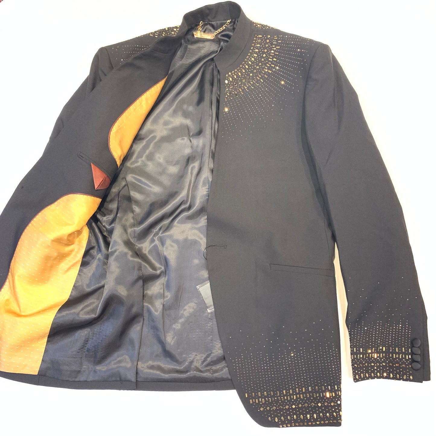 Barocco Men's Black Gold Crystal Blazer - Dudes Boutique