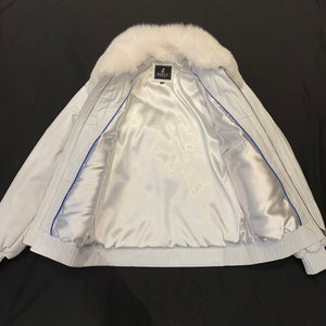 Barya NewYork White Fox Fur Quilted Lambskin Bomber Jacket - Dudes Boutique