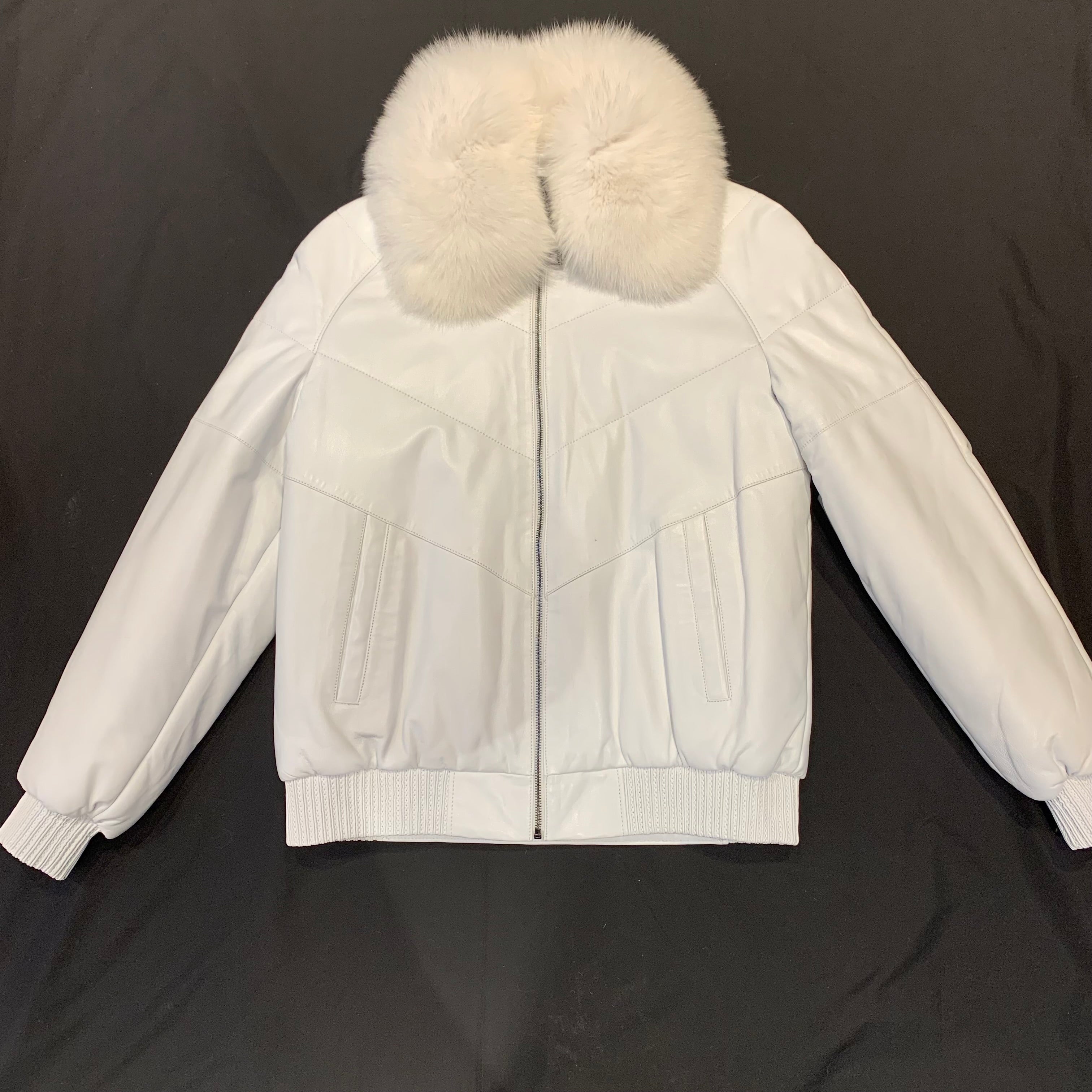 Barya NewYork White Fox Fur Quilted Lambskin Bomber Jacket - Dudes Boutique