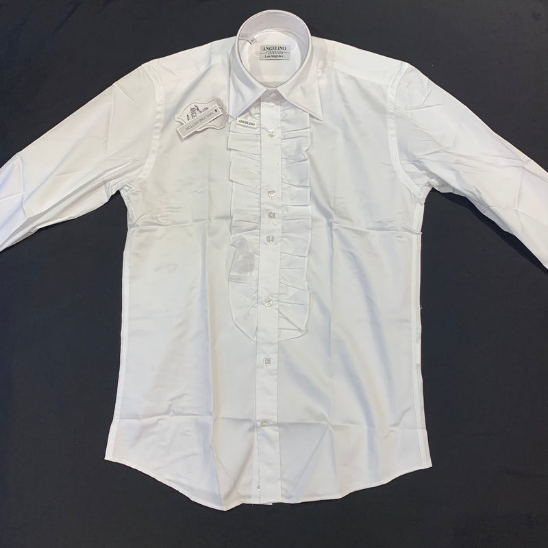 Angelino White Tuxedo Ruffle Button Up Shirt - Dudes Boutique