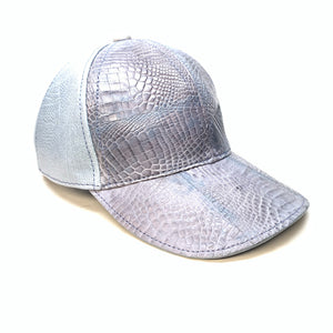 Kashani Washed Blue Alligator & Ostrich Quill StrapBack Hat - Dudes Boutique