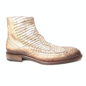 Jo Ghost Oryx Brown Embossed Lizard Zipper Ankle Boots - Dudes Boutique