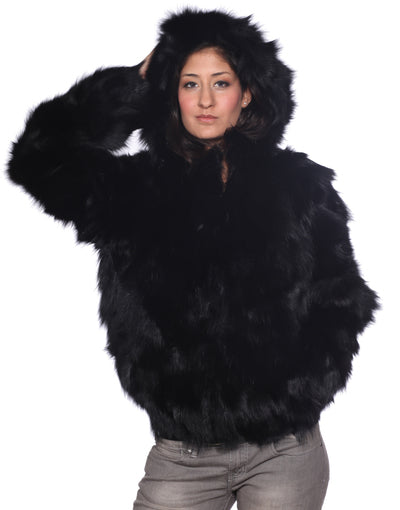 Wilda Leather Lyla Black Fox Fur Coat - Dudes Boutique