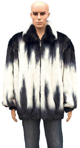 Kashani White Black Full Mink Bomber Fur Coat - Dudes Boutique