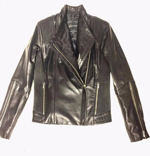 Mason & Cooper Women's Asymmetrical Black Lambskin Biker Jacket - Dudes Boutique
