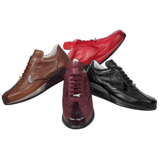 Mauri M770  "Cherry" Genuine Baby Crocodile / Nappa / Patent Leather Sneakers - Dudes Boutique