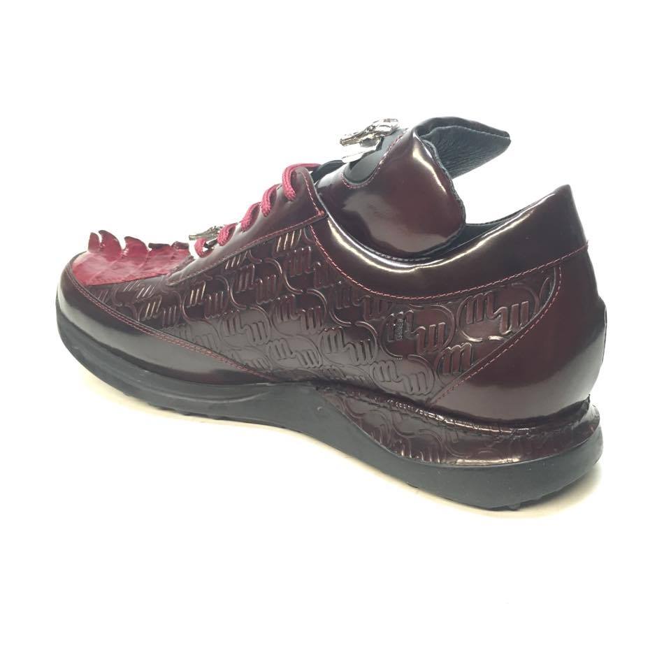 Mauri 8514 Ruby Red Crocodile Tail/Calf Lace Up Sneakers - Dudes Boutique