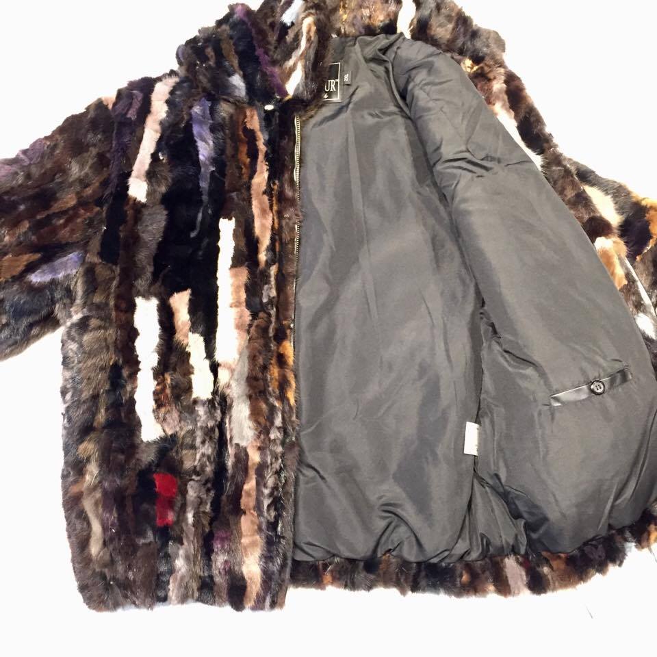 Winter Fur Women's Striped Multicolor Mink Fur Coat - Dudes Boutique