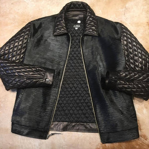 Kashani Midnight Black Quilted Full Pony Bomber Jacket - Dudes Boutique