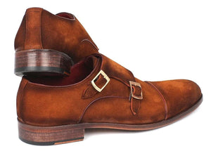 Paul Parkman Men's Captoe Double Monkstrap Antique Camel Suede - Dudes Boutique