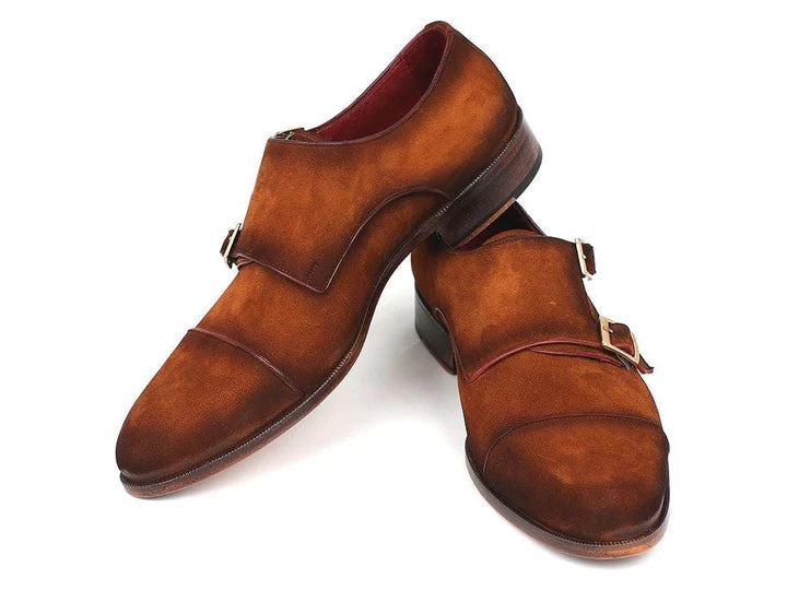 Paul Parkman Men's Captoe Double Monkstrap Antique Camel Suede - Dudes Boutique