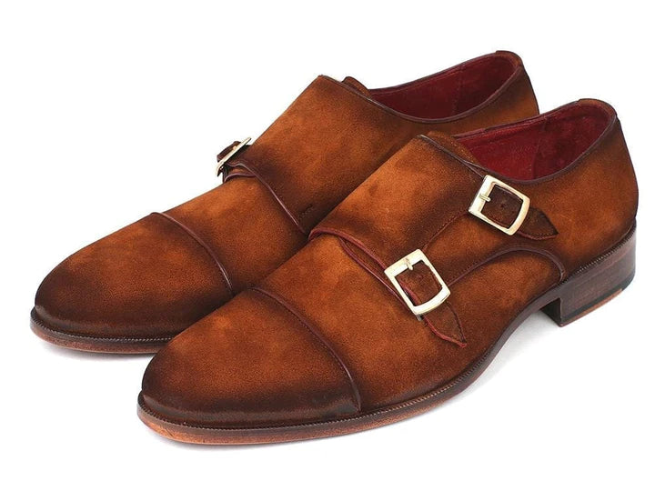 Paul Parkman Men's Captoe Double Monkstrap Antique Camel Suede - Dudes Boutique