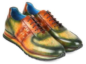 Paul Parkman Men's Green & Brown Patina Sneakers - Dudes Boutique