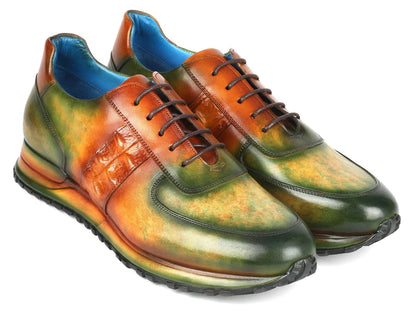 Paul Parkman Men's Green & Brown Patina Sneakers - Dudes Boutique