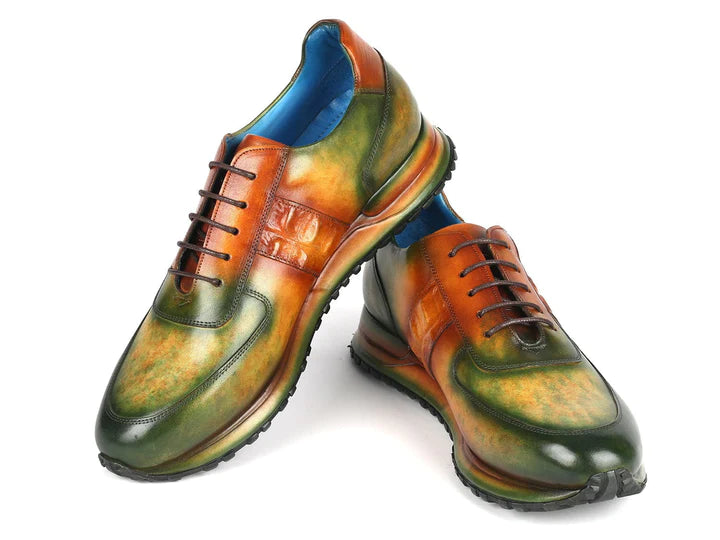 Paul Parkman Men's Green & Brown Patina Sneakers - Dudes Boutique