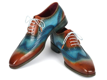 Paul Parkman Wingtip Oxfords Turquoise & Tobacco - Dudes Boutique