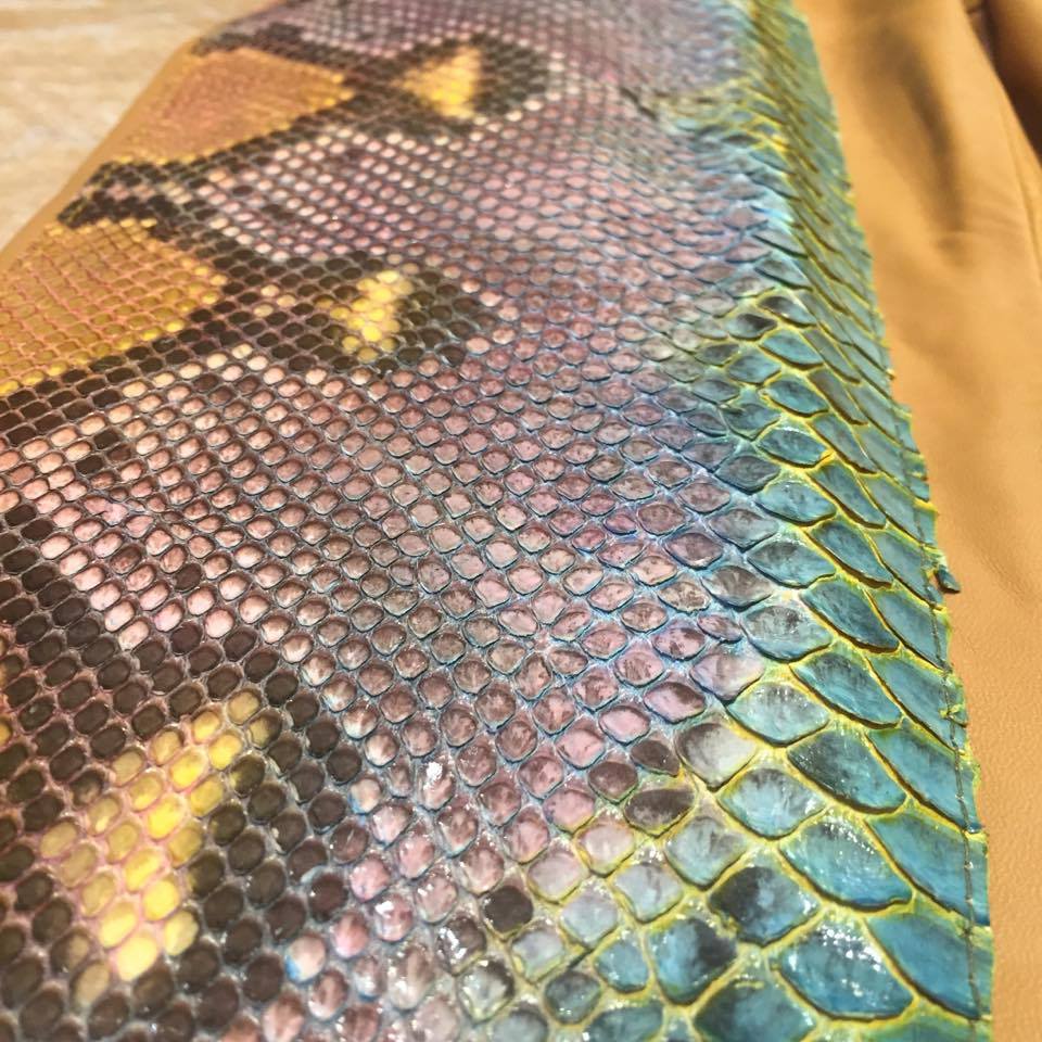 Kashani Iridescent Python Snake Skin Peanut Bomber Jacket - Dudes Boutique