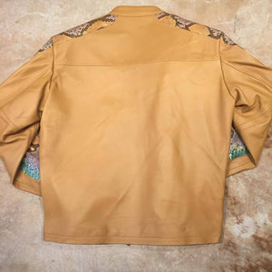 Kashani Iridescent Python Snake Skin Peanut Bomber Jacket - Dudes Boutique