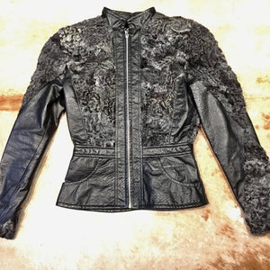 Kashani Ladies Persian Lamb Shearling Python Embossed Jacket - Dudes Boutique