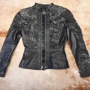 Kashani Ladies Persian Lamb Shearling Python Embossed Jacket - Dudes Boutique