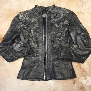 Kashani Ladies Persian Lamb Shearling Python Embossed Jacket - Dudes Boutique