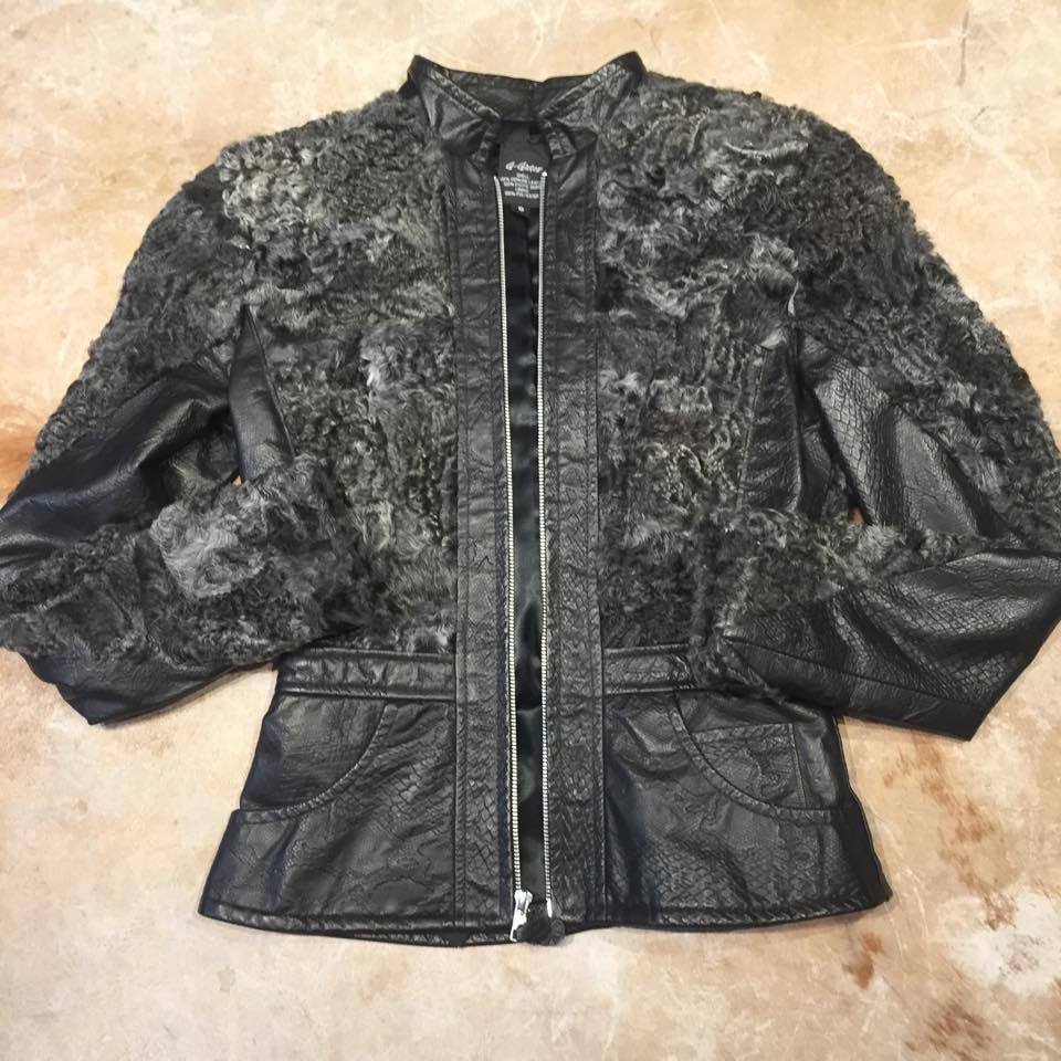 Kashani Ladies Persian Lamb Shearling Python Embossed Jacket - Dudes Boutique