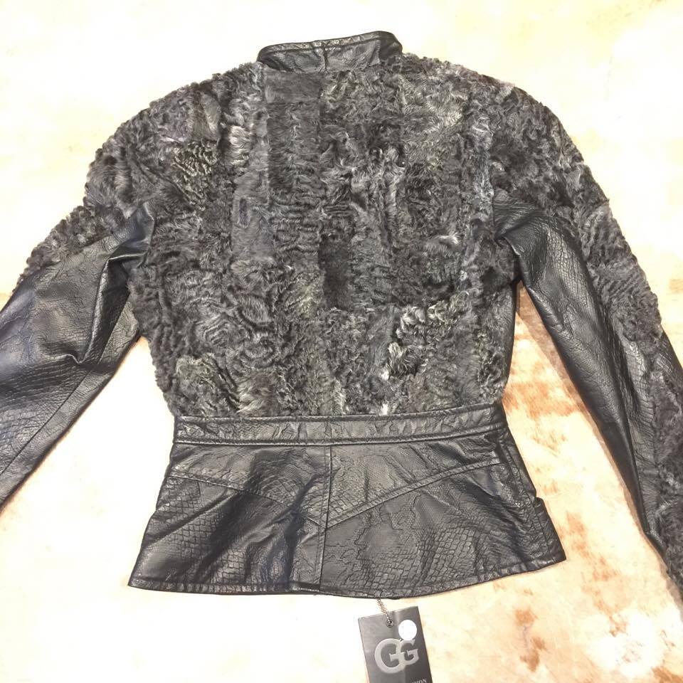 Kashani Ladies Persian Lamb Shearling Python Embossed Jacket - Dudes Boutique