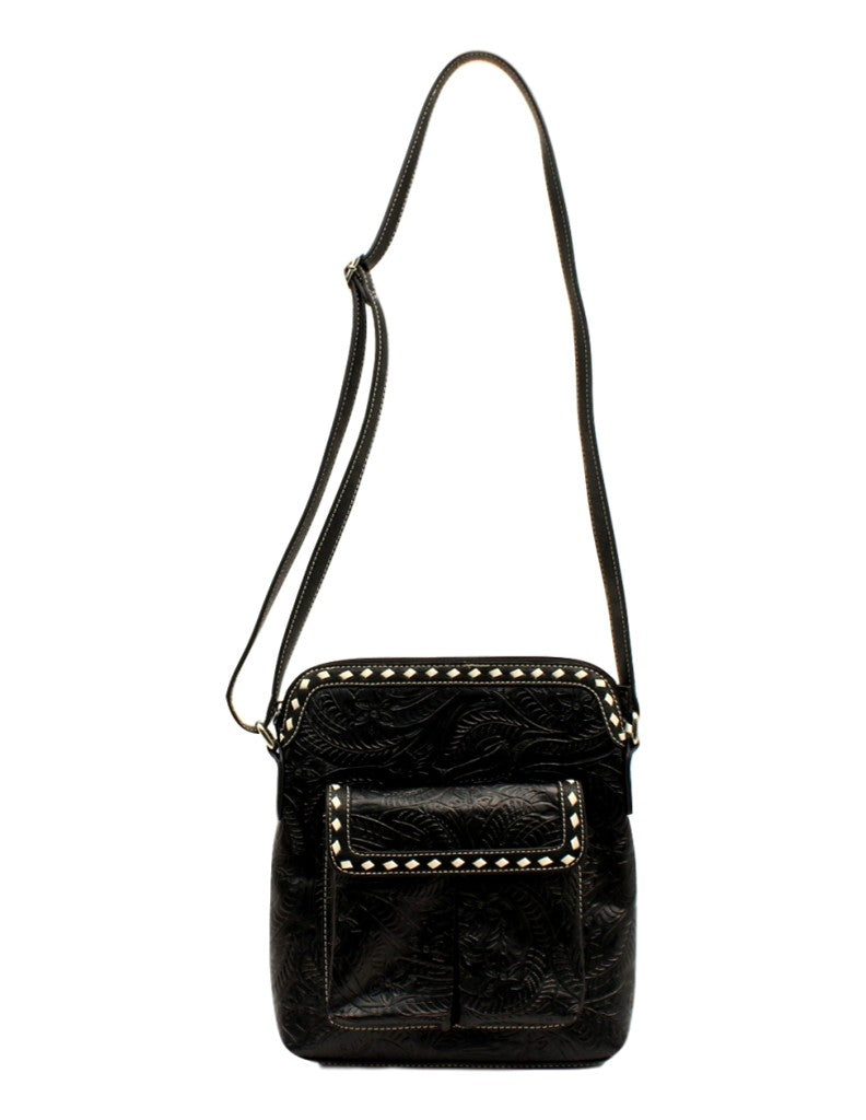 Floral Embossed Buck Stitch Crossbody - Dudes Boutique