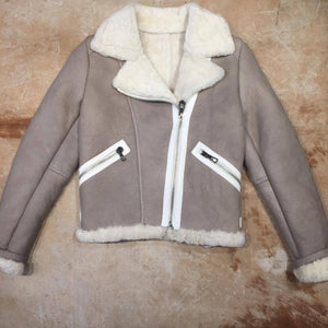 Kashani Silver Suede Biker Shearling Jacket - Dudes Boutique