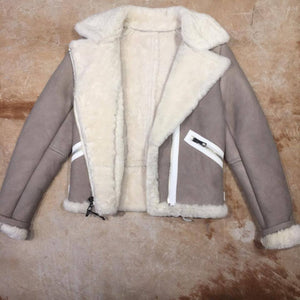 Kashani Silver Suede Biker Shearling Jacket - Dudes Boutique