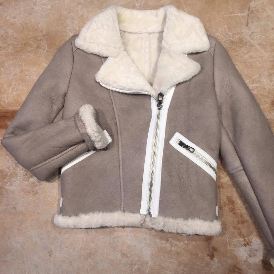 Kashani Silver Suede Biker Shearling Jacket - Dudes Boutique