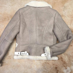 Kashani Silver Suede Biker Shearling Jacket - Dudes Boutique