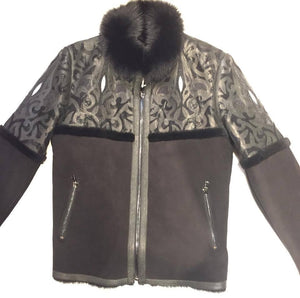 Hoss Couture Men's Jet Black Fox Stingray Mouton Shearling Jacket - Dudes Boutique