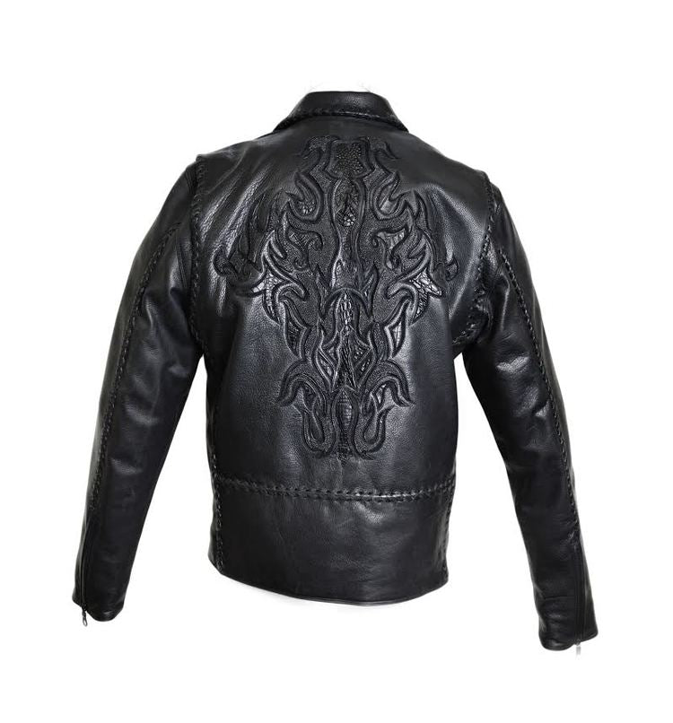 Kashani Excalibur Stingray/Calf/Gator Leather Biker Jacket - Dudes Boutique