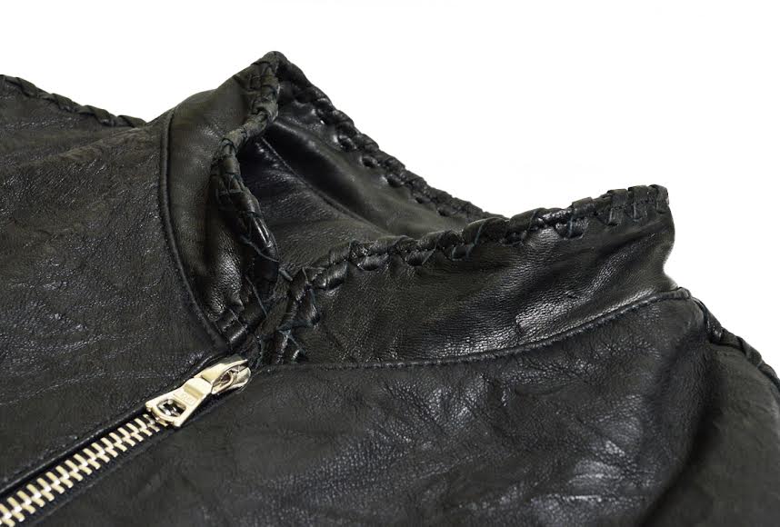 Kashani Lost Angel Mandarin Collar Stingray/Calf Leather Biker Jacket - Dudes Boutique