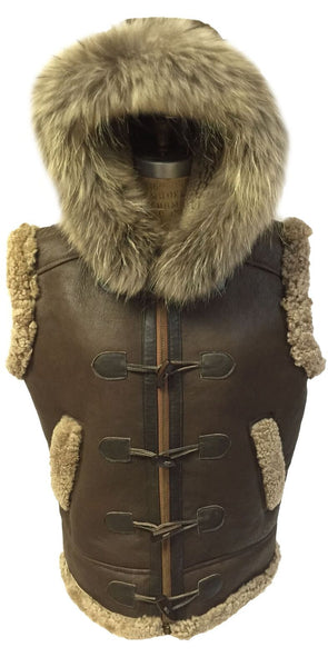 Jakewood - 5600 Shearling Vest With Fox Collar - Dudes Boutique