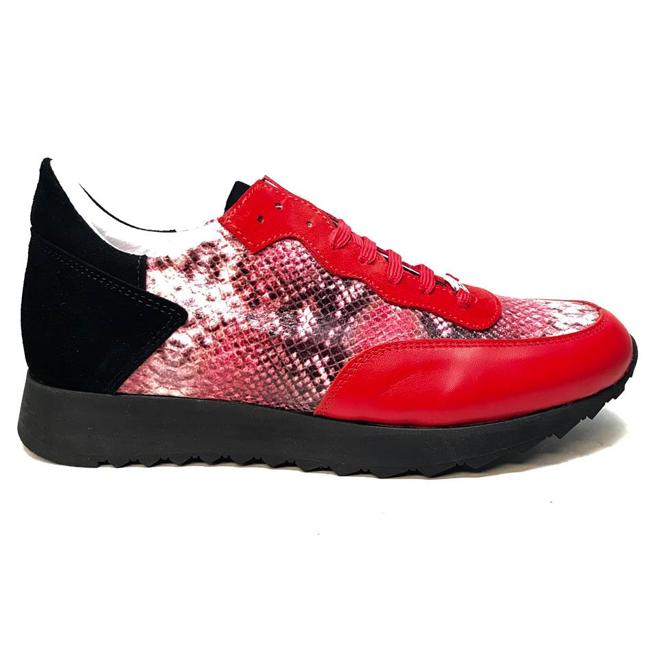 Mauri M728 Red Python Suede Sneakers - Dudes Boutique