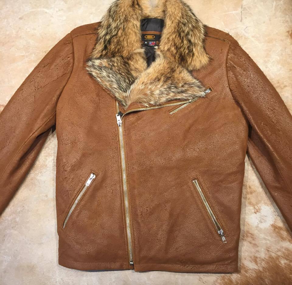 Kashani Whiskey Coyote Rough Suede Moto Biker Jacket - Dudes Boutique