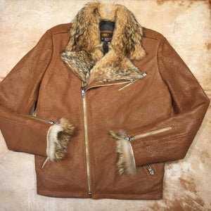 Kashani Whiskey Coyote Rough Suede Moto Biker Jacket - Dudes Boutique