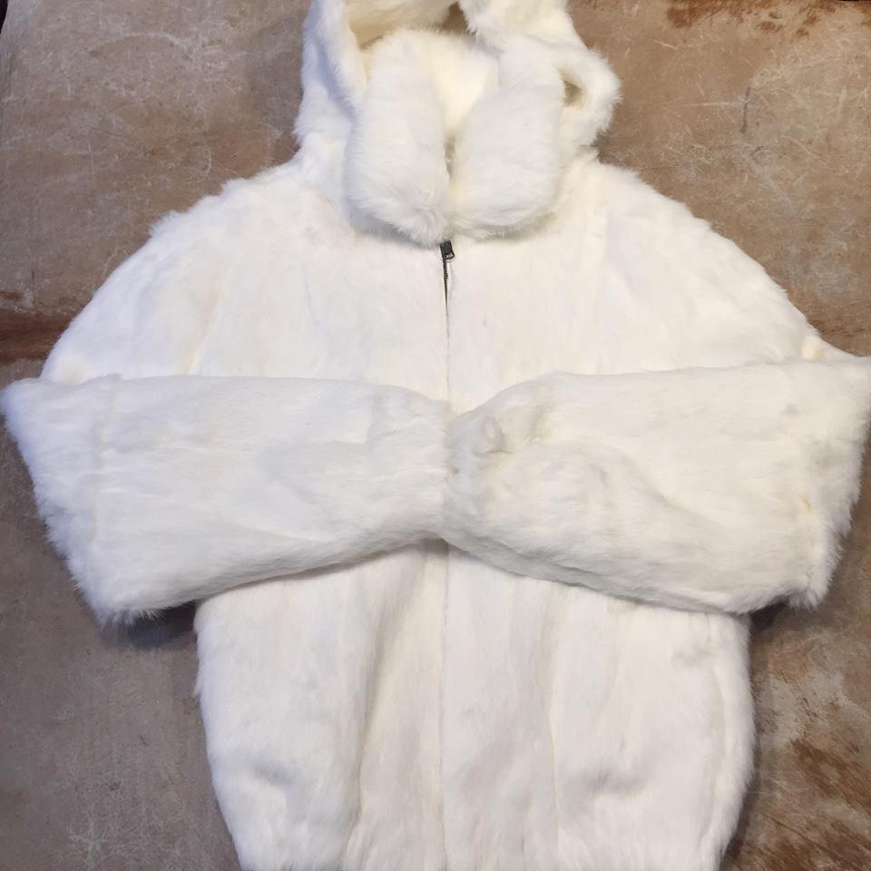 Winter Fur Men's White Rabbit Fur Bomber Jacket - Dudes Boutique