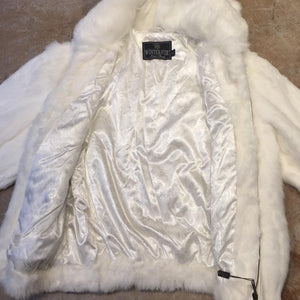 Winter Fur Men's White Rabbit Fur Bomber Jacket - Dudes Boutique