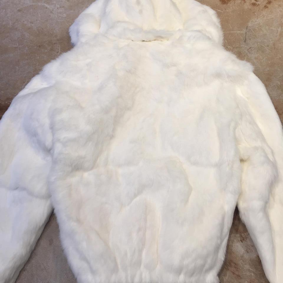 Winter Fur Men's White Rabbit Fur Bomber Jacket - Dudes Boutique